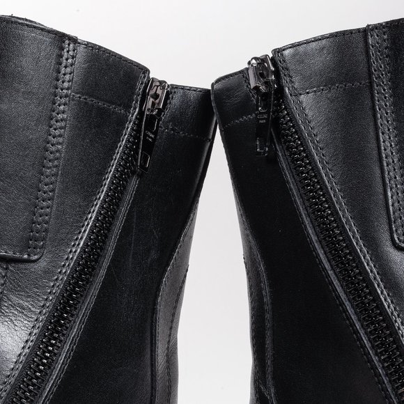 Celine Black Calf Leather Combat Boots with Buckles - Picture 11 of 13